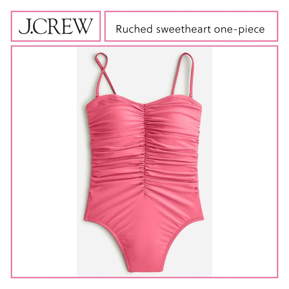NWT J. CREW Ruched Sweetheart One Piece | Size 22 | Soft Hot Pink
